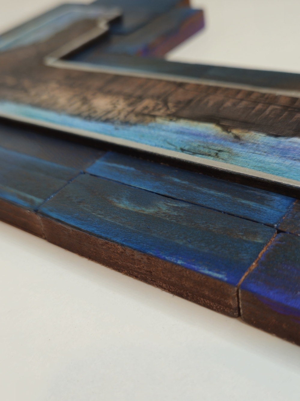 Handcrafted Blue & Brown Wooden Cross Wall Decor - Picture 4 of 10
